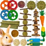 21-Pack Rabbit Toys Set, Natural Rabbit Chew Toys Boredom Breakers for Bunny, ,