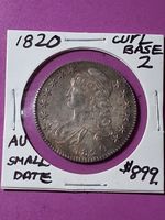 1820 CAPPED BUST HALF DOLLAR. XF-AU CONDITION. ORIGINAL TONING. GREAT DETAIL....