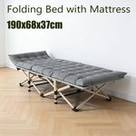 Single Folding Bed Camping Travel Heavy Duty Adult Lightweight With Mattress UK