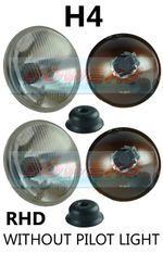 2x 7" Flat Lens Classic Car No Pilot Headlamps Headlights Halogen H4 Conversion