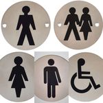 Bathroom 76mm Disc Door Signs (Male Female Gender Neutral Disabled) BOX OF 20