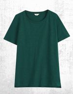 Womens HUSH Short Sleeve Scoop Neck Cotton Slub Jersey T-Shirt Green