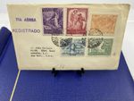 1948 BRAZIL IMPERF REGISTERED AIRMAIL TO USA, SC# 628-632, Victory Issue.