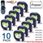 Dymo LetraTag Refill Black on White Paper Label Tape 91200 12mm 1/2" for LT-100H