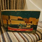 Vintage Japanese marquetry wooden puzzle box, Himitsu Bako or secret box Antique