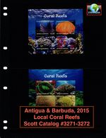 $22.00 Scott Value - 2015 ANTIGUA Coral Reefs 2 s/s Caribbean Sea CV MNH NH UMM