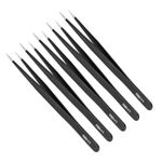 ESD Tweezer 5.5" Length Stainless Steel Anti-static Pointed Tip Pickup Tool 5Pcs