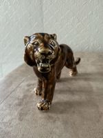 Vintage Treacle Brown Glazed Tiger Ceramic/Porcelain Figurine (High Gloss)