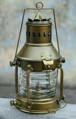 Antique Nautical Maritime Brass Hanging Oil Lamp Ship Anchor Lantern Boat Light
