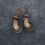 Pair of, Medium Brass Castors, ready to use, 19th Century