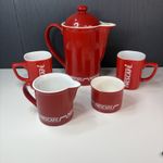Vintage Nescafe Ceramic Tea Coffee Set Pot, 2 Mugs, Milk Jug, Sugar/Coffee Pot