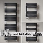 Designer Flat Panel Heated Bathroom Towel Rail Radiator Warmer Heating Black