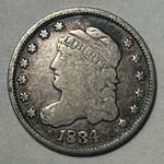1834/3 Inverted Capped Bust Half Dime Coin