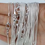 10/20/50pcs Silver Plated 1.2mm Snake Chain Necklaces for Women 16" 18" 20" 24"
