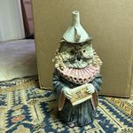 Antique Tobacco Jar Austrian Majolica Owl In Robes RARE Nice shape 1900s 