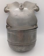 Antique Pewter Salt Crock Wall Box Hinged Lid Kitchenalia