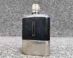 Vintage Glass Hip Flask Leather Bound 4 Inch Pocket Flask Metal Drinking Cup 50s