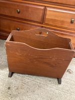 2 Compartment Magazine Rack Vintage Retro Brown Wooden Freestanding