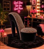 High Heel Shoe Chair Y2K Leopard Print Accent Chair Glam Bedroom Furniture