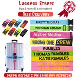 Personalised Luggage Straps Safety Suitcase Belt Custom Printed or Embroidered