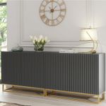 Modern Sideboard I 200cm I Dark Grey I Fluted Fronts I Gold Legs I Storage