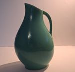 MCM English Pottery Pitcher Jug - 8 Inch - Teal Green - Studio Art Pottery Vase