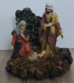 Vintage Shades Poly Resin Nativity Scene Mary Joseph Baby Jesus 10" Holy Family 