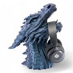 Dragon Headphone Stand 12 Inch, 3D Printed Geometric Bust, Headset Holder for Ga