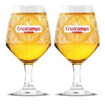 2x Cruzcampo Chalice Beer Glass Goblet One Pint 20oz Nucleated New 2025 CE M25