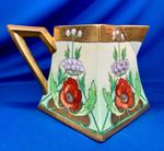 HAND-PAINTED ART NOUVEAU LIMOGES POPPY PITCHER SIGNED AK  6.25"H