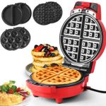 SUPERLEX Mini Waffle Maker 3-in-1 Non-Stick Removable Plates Omelette Maker 600W