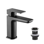 Basin Sink Mixer Tap with Waste Square Modern Bathroom Mixer Tap Matt Black