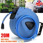 20M 65ft Air Line Compressor Air Hose Reel Retractable Wall Mount Tube Round UK
