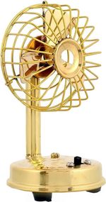Brass Battery Working Mini Table Fan - Decorative Home Office Showpiece