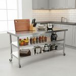Stainless Steel Catering Table Commercial Kitchen Prep Tables Work Bench Shelves