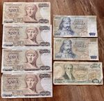 Lot of 7 Greece Banknotes 1000 5000 500 Drachmes Vintage Greek Paper Money