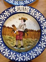 Antique French Faience Hand Painted Porcelain Plate  - Juin/June