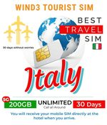 ITALY Holiday travel Prepaid data SIM Card Trio 5G/4G/LTE 200GB