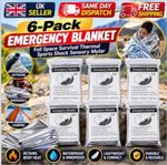 6-Pack EMERGENCY Blanket Foil Space Survival Thermal Sports Shock Sensory Mylar