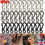 10-100 Pcs X-Small CARABINER CLIPS Clip Keyring SNAP HOOKS 25mm BLACK,GREY UK