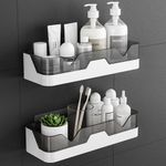1/2x Plastic Shower Shelf Bathroom Caddy Rack Storage Organiser No Drilling