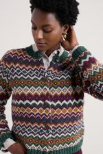 Seasalt Women's Dawson Pick Cardigan Fairisle Modernist Dark Wreckage Multi