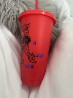 Red Plastic Toy Story Woody Buzz Lidded Tumbler with Straw “You Got a Friend”