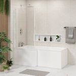 Left Right Hand L Shaped Bathtub 1500 1600 1700mm With Shower Screen & Panels