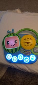 Kids Karaoke Microphone Speaker, Light-Up Buttons, Green/Blue Watermelon Face