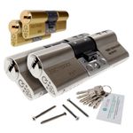 GreenteQ Orion 3 Star Euro Cylinder Anti Snap Keyed-Alike Pair Door Lock TS2007
