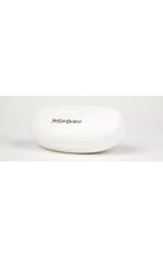 Genuine YSL White Hard EYEGLASSES SUNGLASSES Case with Pouch case & YSL Cloth 