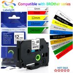 For Brother P-Touch Label Tape Laminated Tze Tape 24mm/18mm/12mm/9mm/6mm