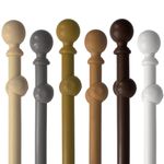 28MM EYELET WOODEN CURTAIN POLE BALL FINIALS - WHITE, GREY, CREAM