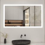 Bathroom  Mirror with LED Lights Shaver Socket  Bluetooth Demister Illuminated